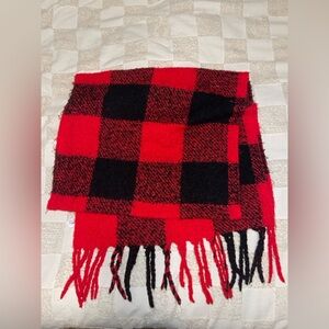 Red and Black Oversized Checkered Scarf